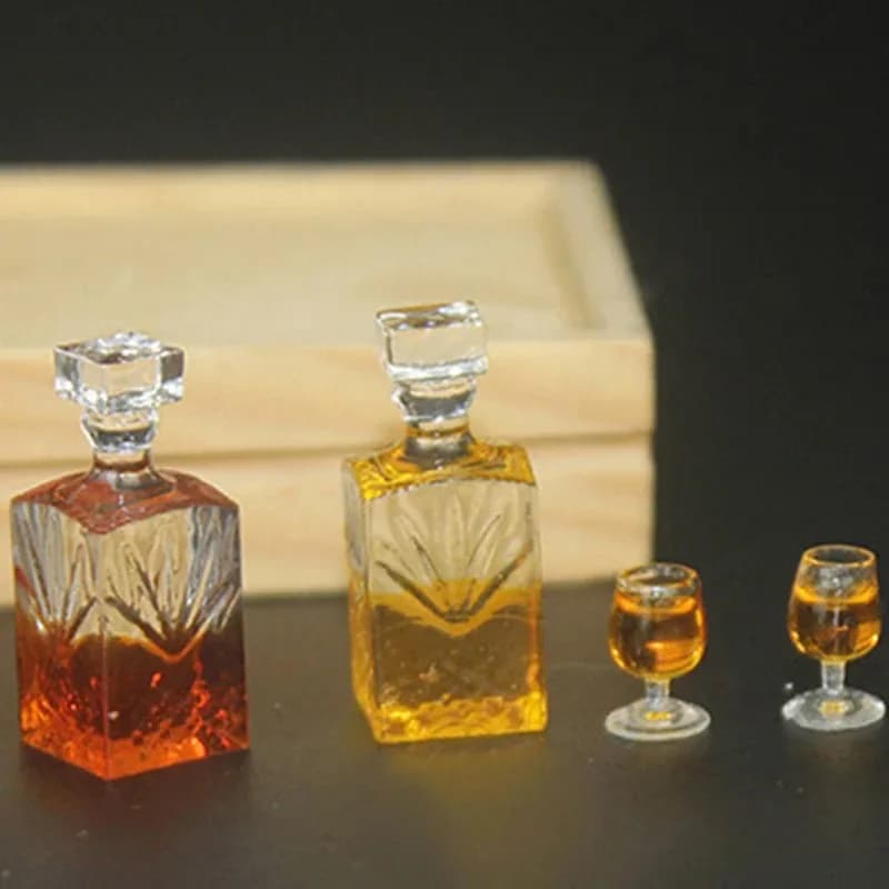 1 Set carino mini bottiglia di vino con bicchiere di vino in miniatura modello di scena di cibo casa delle bambole giocattoli per 1:12 accessori in miniatura per casa delle bambole