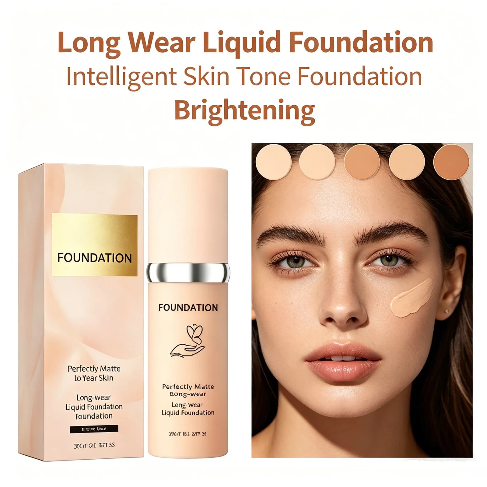 Fondotinta Liquido a Lunga Durata Idratante Illuminante Correttore Leggero Traspirante Base Trucco Naturale Resistente all'Ossidazione 30g