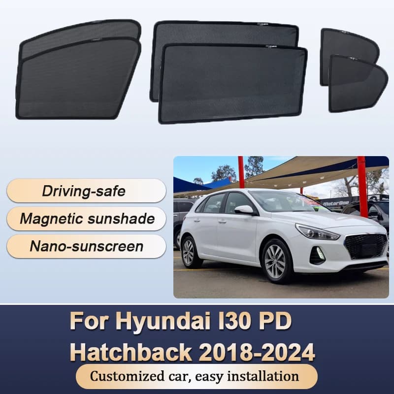 Tende da sole per Hyundai I30 PD Hatchback 2018-2024 Tende da sole Isolamento termico magnetico Tende per finestre Visiera Accessori auto