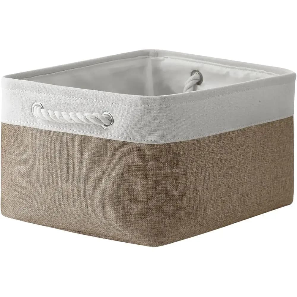 Organizer per cubi portaoggetti in tessuto - 15,7x11,8x8,2 pollici, 1 confezione, scaffali e organizer per libri, stoccaggio per biancheria e giocattoli, bianco e kaki
