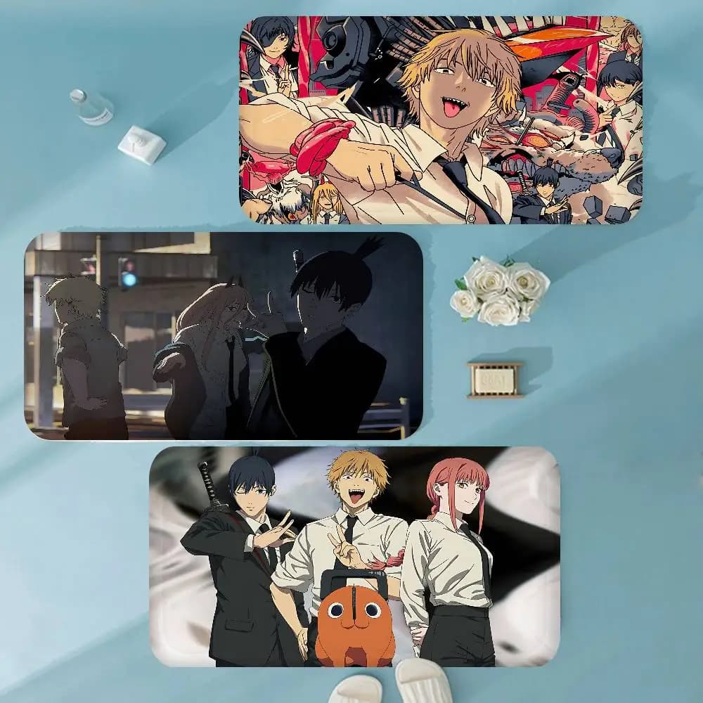 Cool Chainsaw Man Anime Tappeti lunghi Zerbino per la casa in stile nordico Tappetini per bagno-WC Camera da letto Decorazioni per la casa moderne
