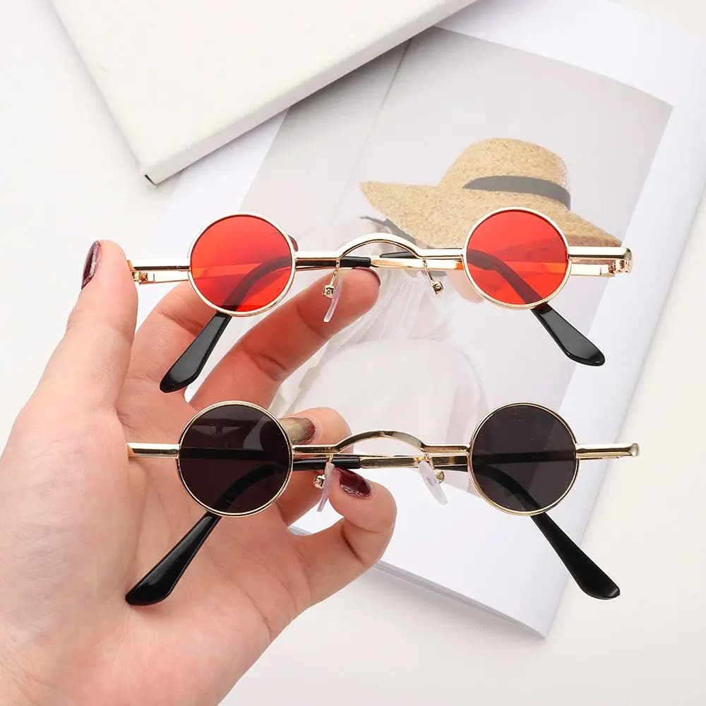 Retro Metal Frame Candy Color Small Round Sunglasses Shades Punk Sun Glasses