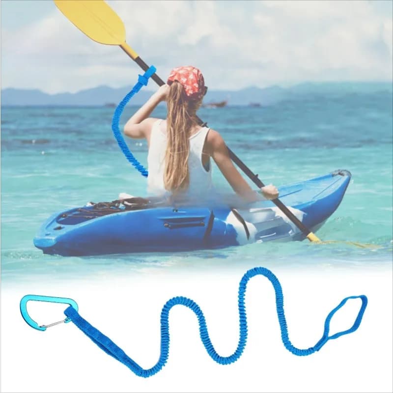 Corda per guinzaglio per pagaia per canoa per kayak, cavo di sicurezza anti-perdita regolabile per barche gonfiabili Cinghie in nylon per rafting con moschettoni