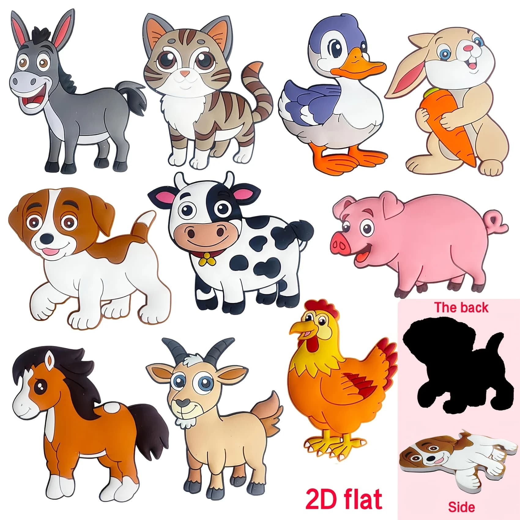 10PCS Cartoon Cute Farm Animal Story Refrigerator Tile Set, A Variety of Animal Image Designs, School Season Gifts