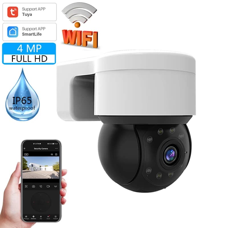 Telecamere Tuya di sicurezza da 4mp WiFi Outdoor HD Full Color Night Vision telecamera di sorveglianza Wireless impermeabile con Baby Monitor