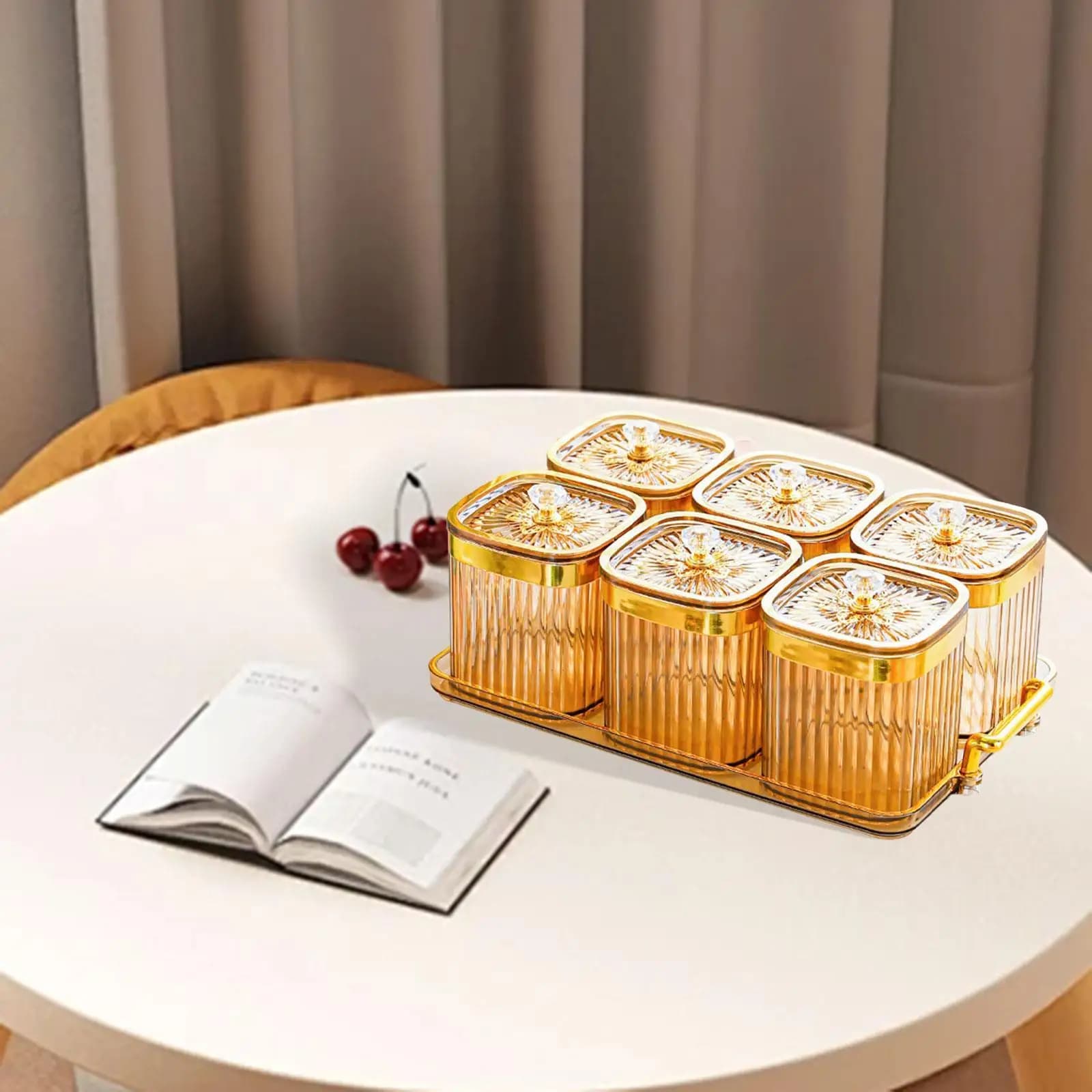Dried Fruit Snack Tray ABS Material Divided Platter with Cover Berries Tray for Home Entertaining
