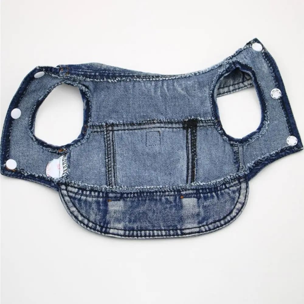Moda con giacca di jeans per cani con anello a D, traspirante e confortevole, gilet per cuccioli, gilet senza maniche per cuccioli