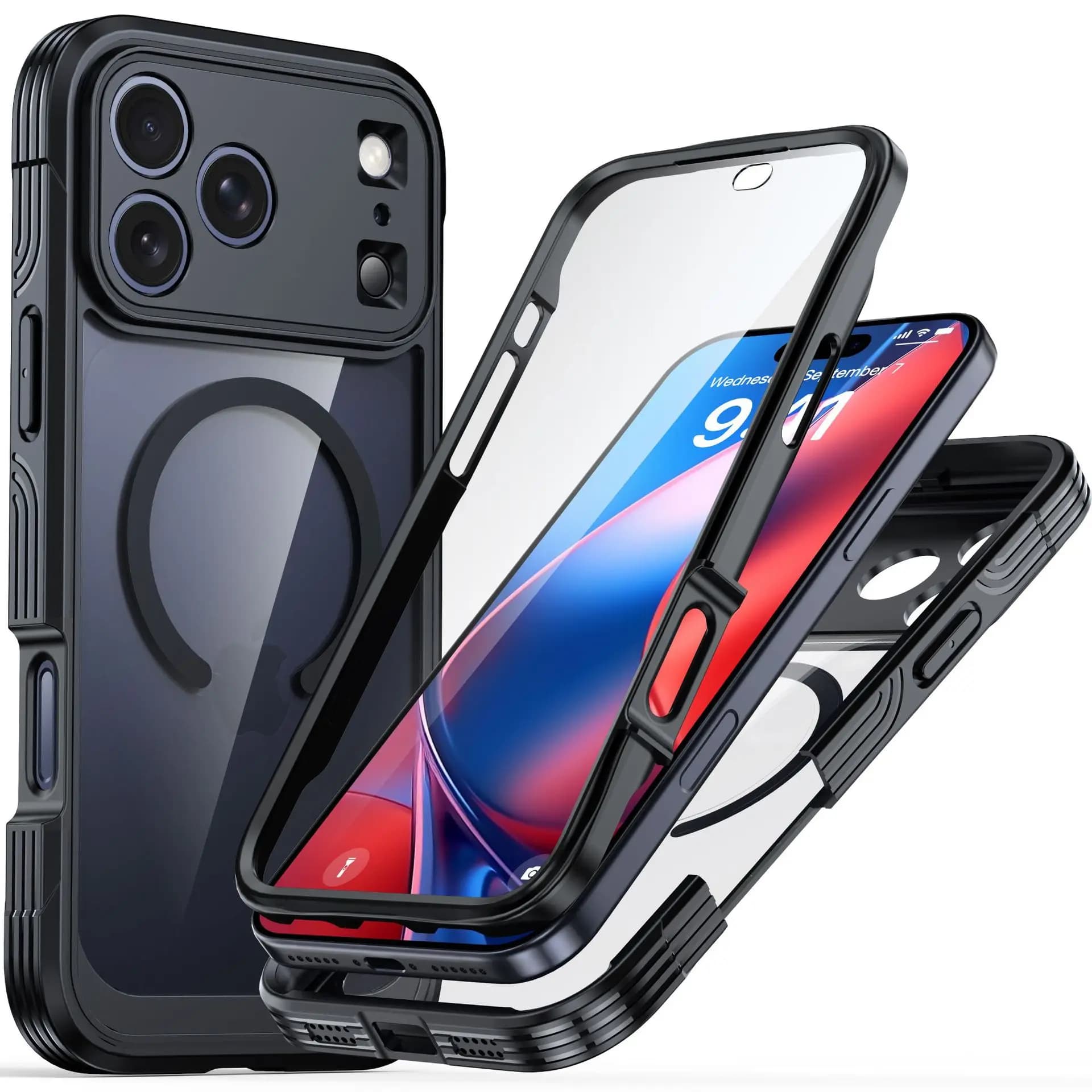 Magnetic Three-proof Case For iphone 18 17 Pro Max Wireless Charger Seal Cover Anti-knock Cases For iphone18Pro Max iphone17Pro