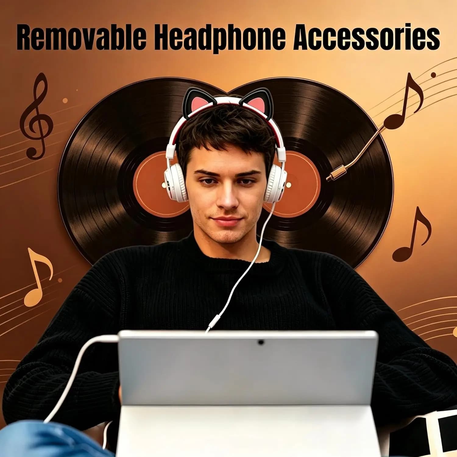 1 Paio di Orecchie da Gatto Staccabili per Cuffie da Gaming, Accessorio Decorativo Stereo per Cuffie Wireless da Gaming