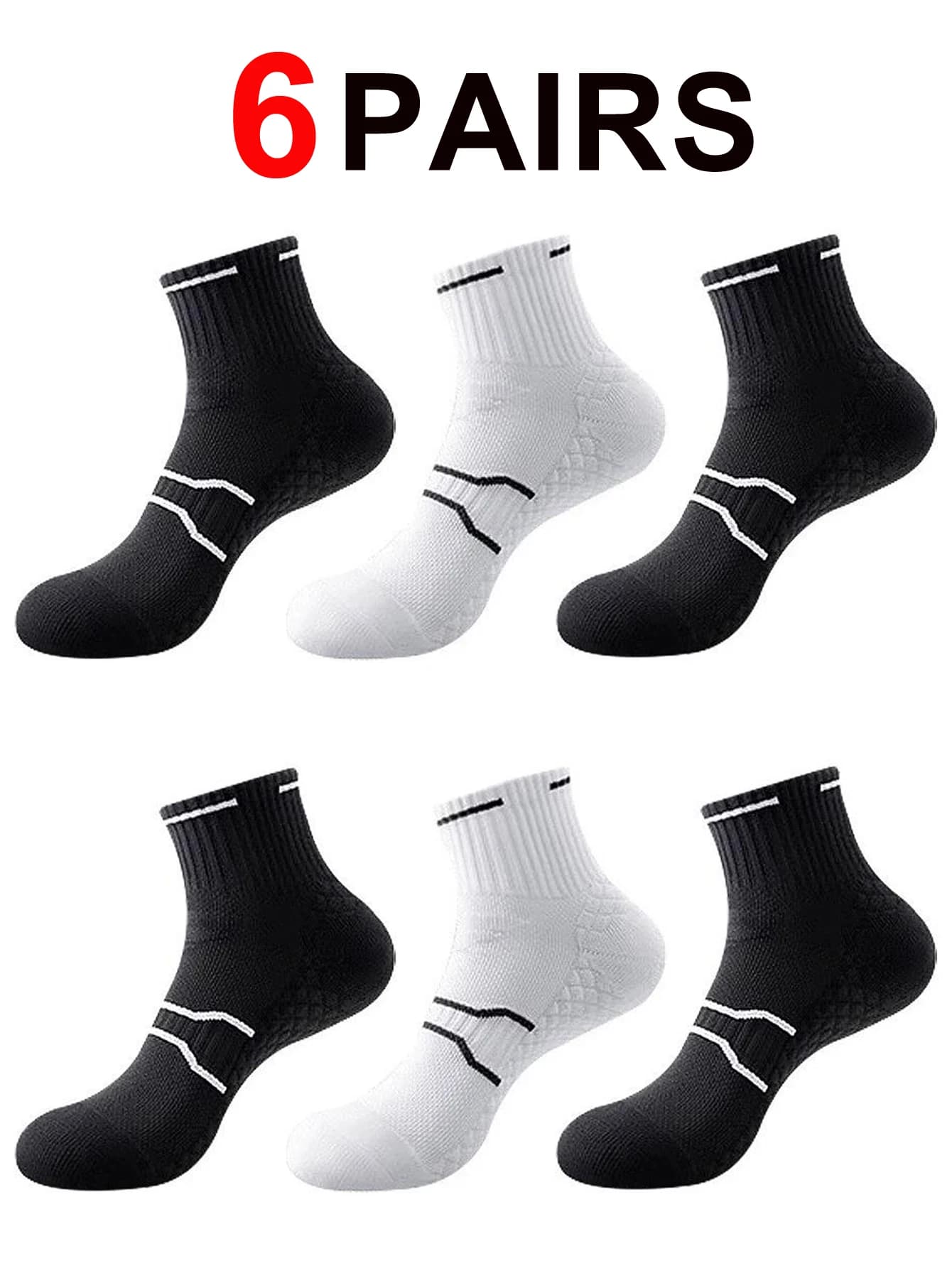 Set of 4 Paia di Calzini Sportivi Invernali da Uomo, Spessi e Caldi, Breathable, in Cotone Tinta Unita, Nero e Bianco, Socks Business for Men