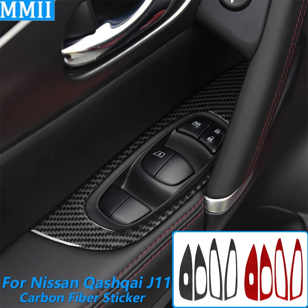Per Nissan Qashqai J11 2017-2021, Copertura in Fibra di Carbonio per Pannello di Controllo Alzacristalli, Accessori Auto, Adesivo per Interni