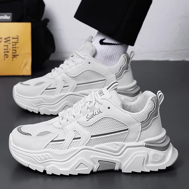 Scarpe da uomo con pannello in rete casual con suola spessa scarpe da corsa estive traspiranti con suola morbida scarpe sportive moda all'aperto sneakers maschili