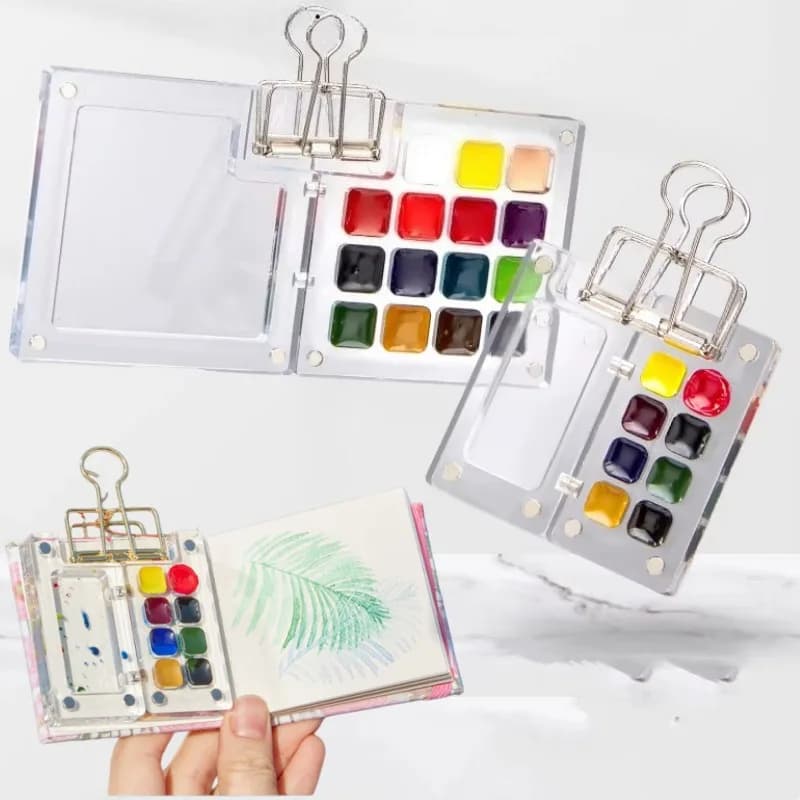 15-Color Mini Solid Watercolor Paint Box Drawing sketchbook Set Portable Art Supplies Outdoor Hand Illustration Graffiti Paint