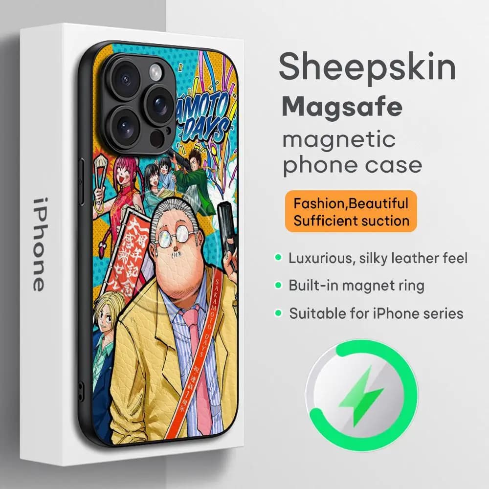 Taro Sakamoto Giappone hot anime Cassa Del Telefono Per iPhone 16 15 14 13 12 11 Plus Pro Max High-end di Lusso Magsafe pelle di Pecora