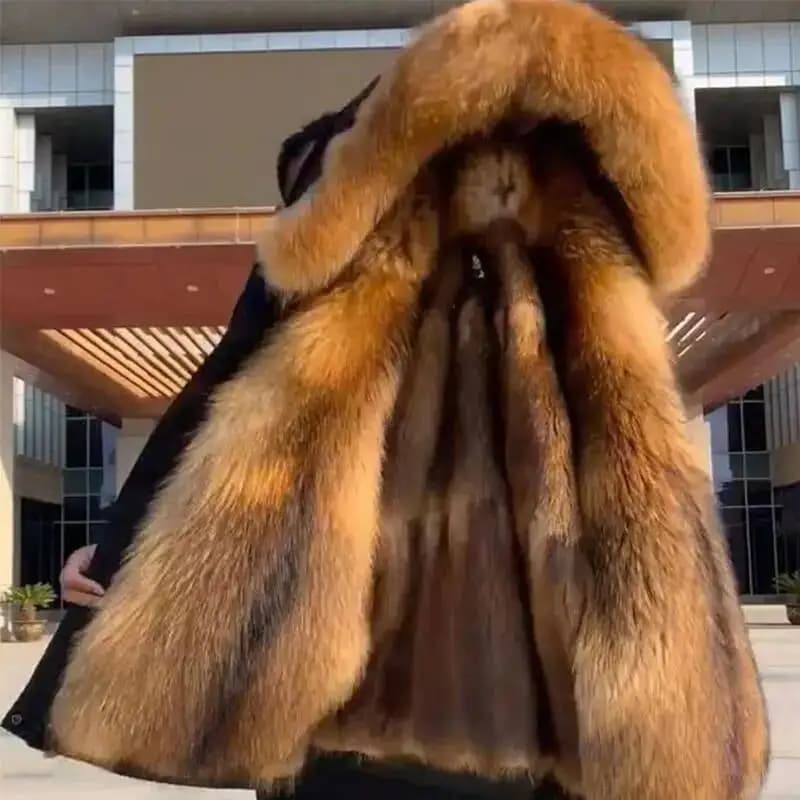 Nuova Giacca Invernale Casual da Uomo 2025, Cappotto con Pelliccia di Volpe, Abbigliamento Maschile, Giacche Invernali