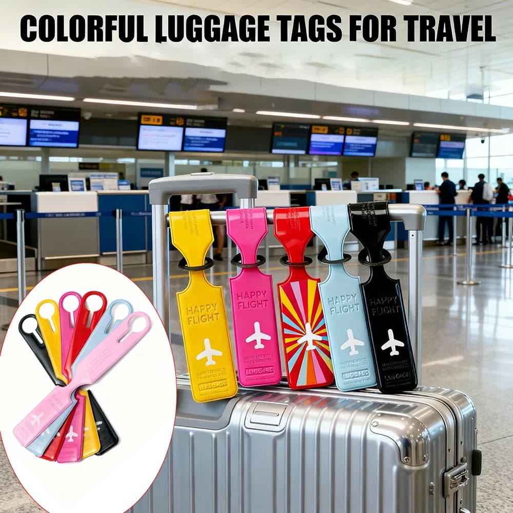6 etichette per valigie in PVC - Eleganti accessori per borse con motivo piatto per un'identificazione sicura e rapida di valigie e borse