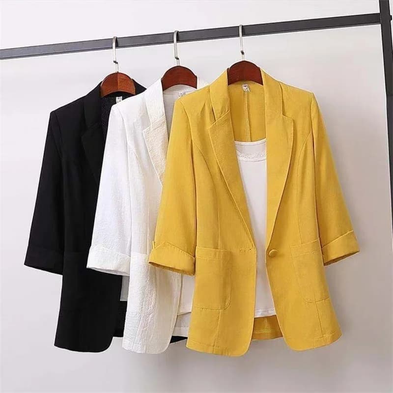 2025 OL Women's Suit Fashion Women's Jacket Solid Color Yellow Black Cotton Fabric Loose Oversize Coat New Spring Summer Jackets