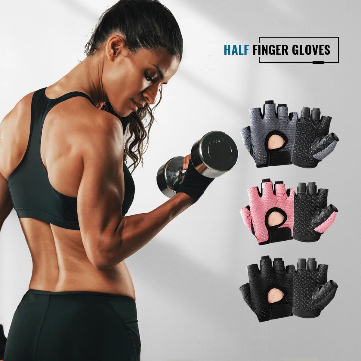 Gym Fitness Gloves for Men Women Mesh Breathable Half Finger Anti-Slip Gloves for Bicycle Cycling Weight Lifting Yoga