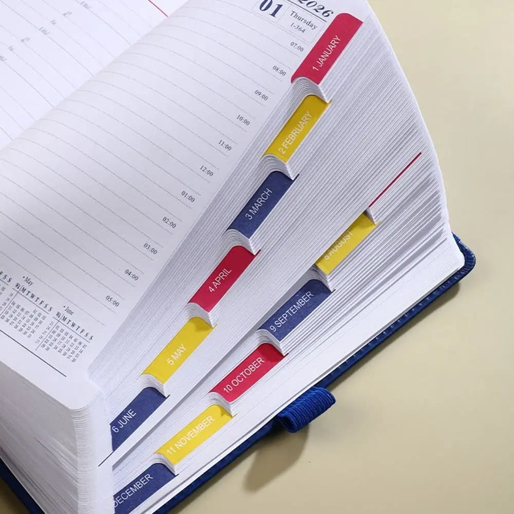 English 2026 Schedule Planner Notepad 12 Months Bookmark A5 Agenda Planning Notebook Thick Paper Portable