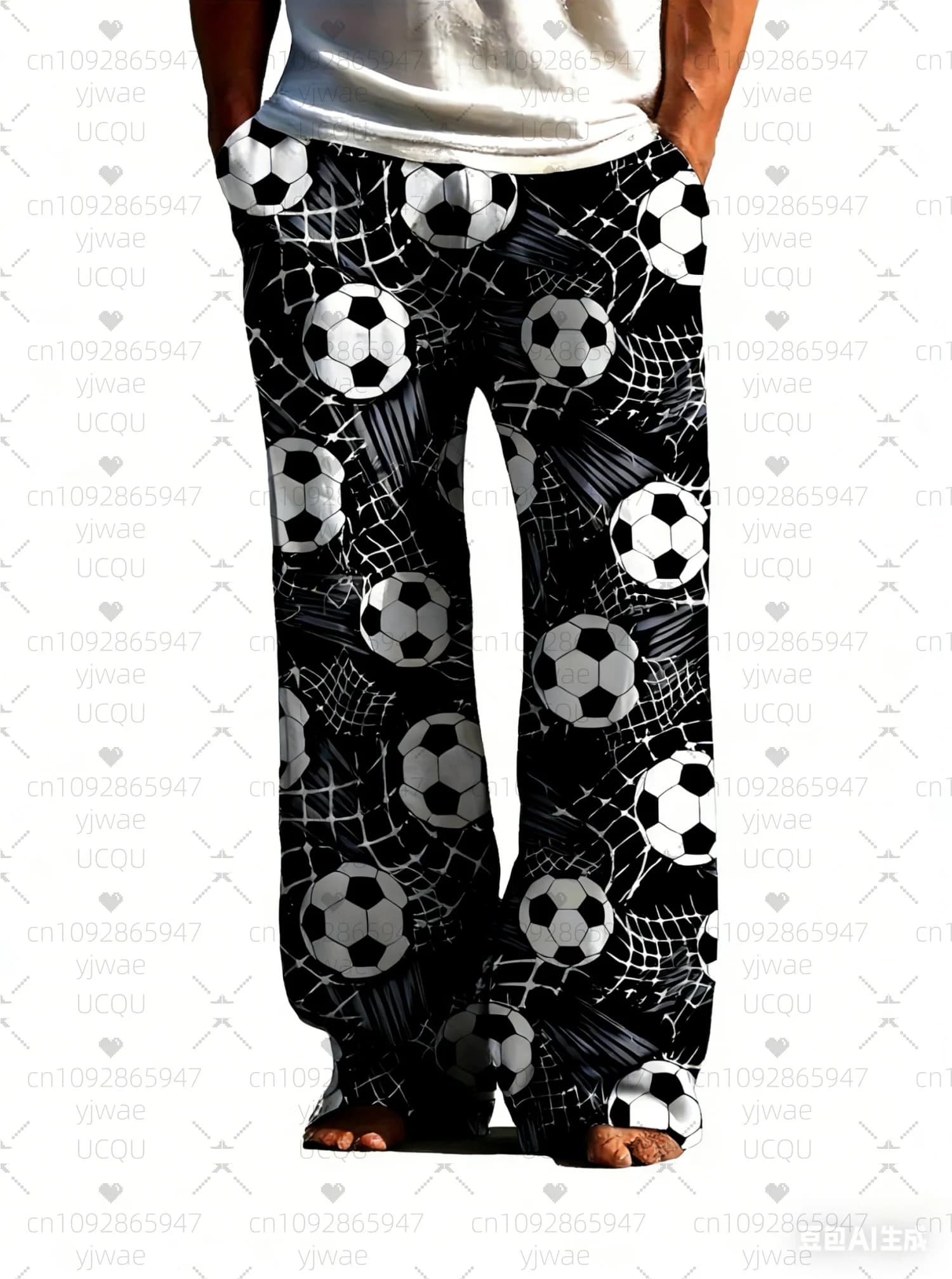 2026 spring man soccer print long pants casual pants loose pants casual pants daily long pants men pajamas pants