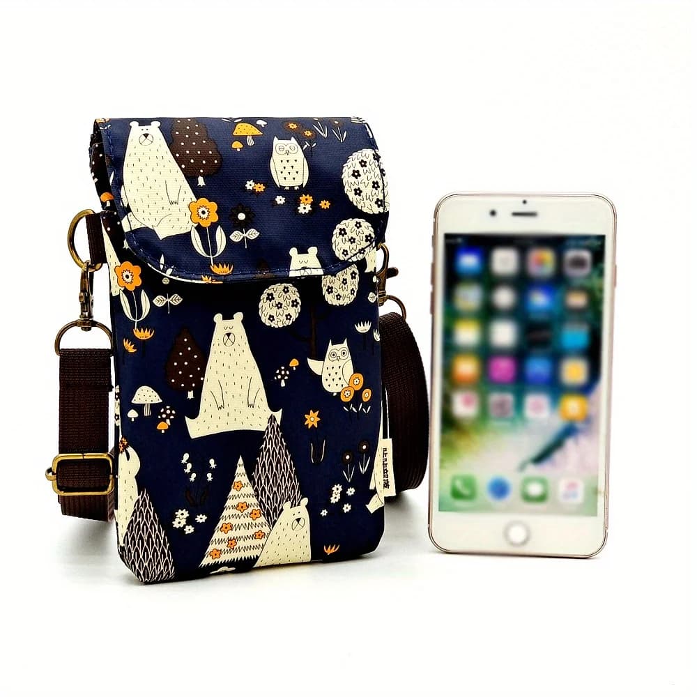 Borsa a tracolla con stampa animalier simpatico gatto, borsa per telefono in tessuto Kawaii, borsa a tracolla piccola con borse e borsette con tracolla regolabile