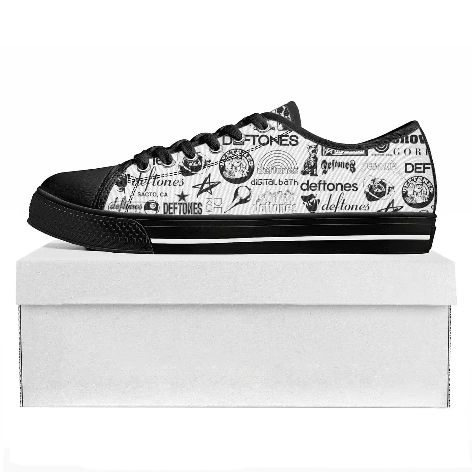 Sneakers Basse D-Deftones Rock Band da Uomo e Donna in Tela, Scarpe da Coppia Skeleton Ispirate a Radiohead e alla Scena Metal