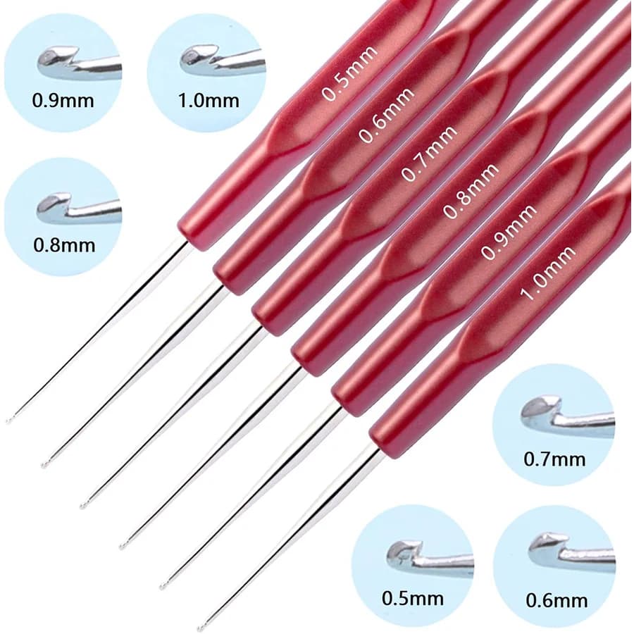 1/4Pcs/Lot Crochet Hook 0.5"0.6"0.7"0.8''0.9''1.0Mm Micro Hook Needles For Wig Making Crochet Locks Braids Weaving Needle Tools