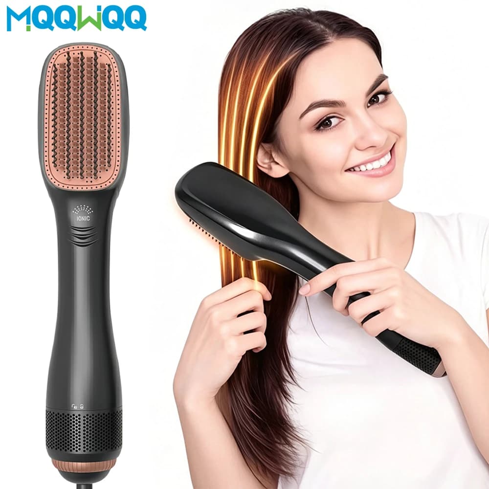 3-in-1 Hair Dryer Brush Blow Dryer Brush Straightener, Professional 1200W Ionic Hot Air Brush Styler with Ceramic & Tourmaline