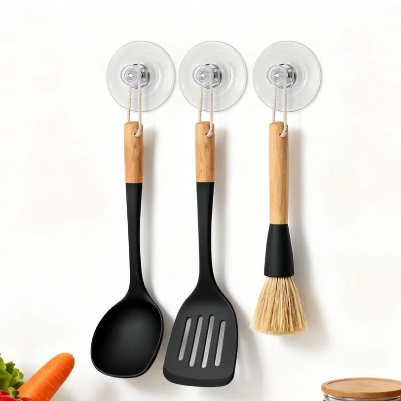 2 Ganci a ventosa in PVC trasparente, impermeabili e riutilizzabili, per vetro, bagno, cucina, parasole per auto, senza foratura
