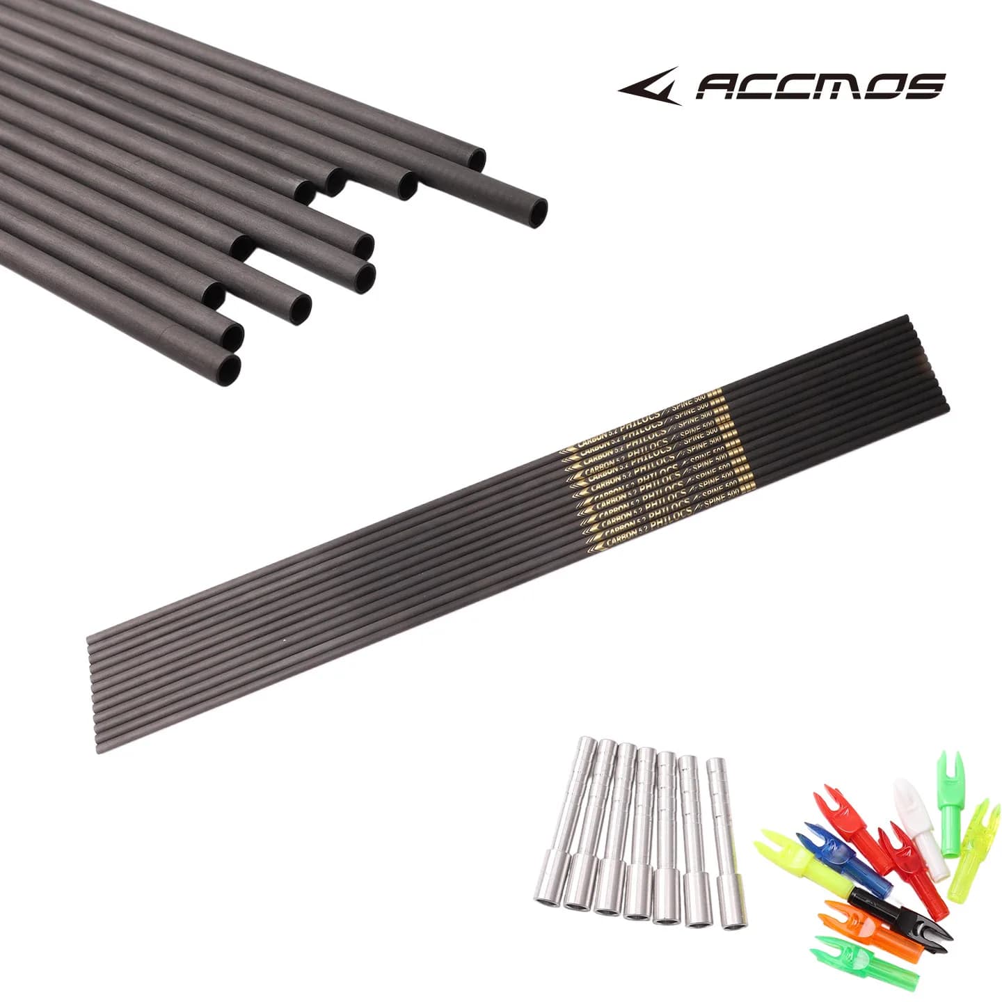 6/12 Pezzi Asta per Freccia in Carbonio ID5.2mm 31/32 Pollici Spine250-500 Tubo per Freccia ID5.2mm con Inserto in Alluminio per Tiro con l'Arco Fai-da-Te