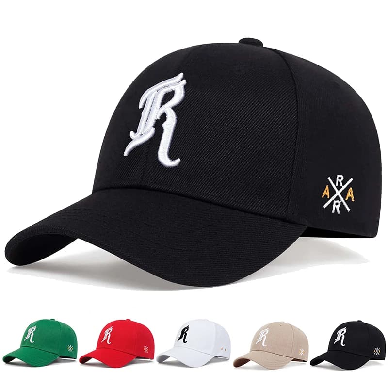 Baseball cap embroidered with letter R unisex 1 piece Leisure hat with adjustable outdoor sun protection Spring Autumn Travel Tourism Holidays