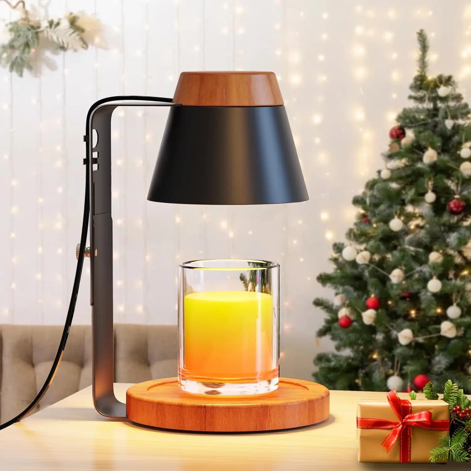 Scaldacandele lamp with Timer, Dimmable Light and Adjustable Height, Includes 2 Lamps for Home Furniture