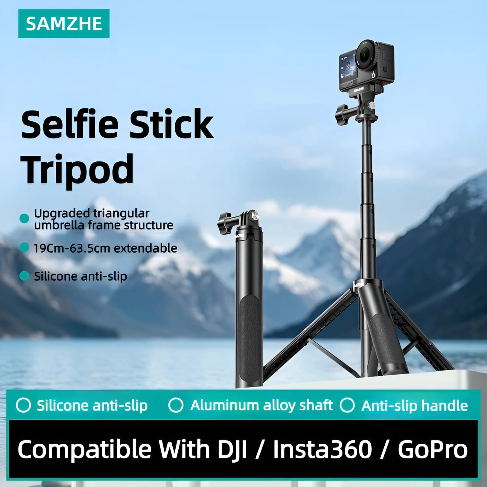 SAMZHE Selfie Stick Tripod for DJI Osmo Pocket 4 3 Action 5 4 Insta360 X4 X3 Ace Pro 2 GoPro Selfie Stick With Tripod Stand Acce