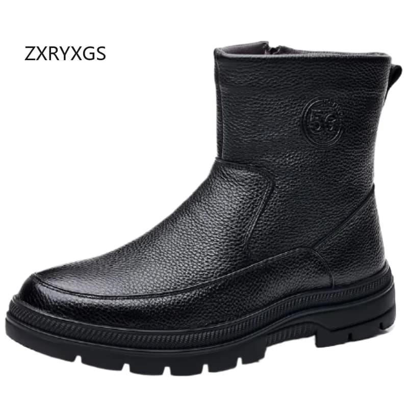 ZXRYXGS Temperamento Tendenza Stivali di lana di vacchetta Scarpe da uomo 2025 Nuovi stivali da neve invernali Suola piatta spessa Stivali da uomo alti antiscivolo
