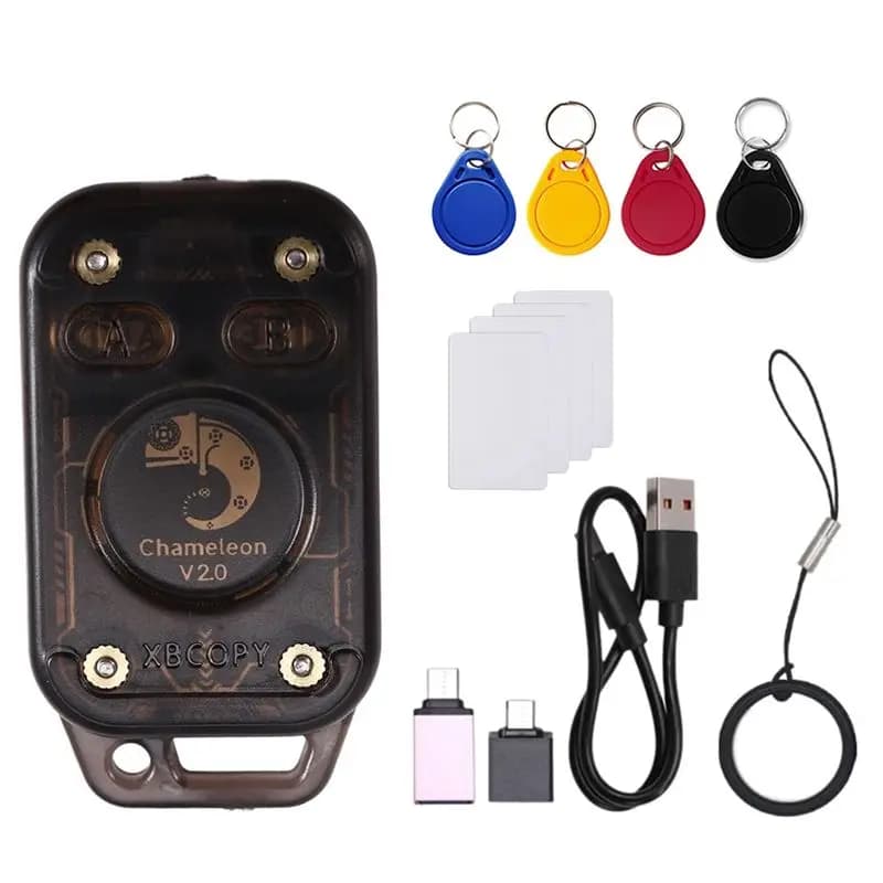 【RECOMENDAR】 Emulatore lettore di chip intelligente RFID Camaleonte V2.0 + 4XUID Card/Keychain 125Khz 13,56Mhz Decodifica scheda NFC Duplicatore Chame