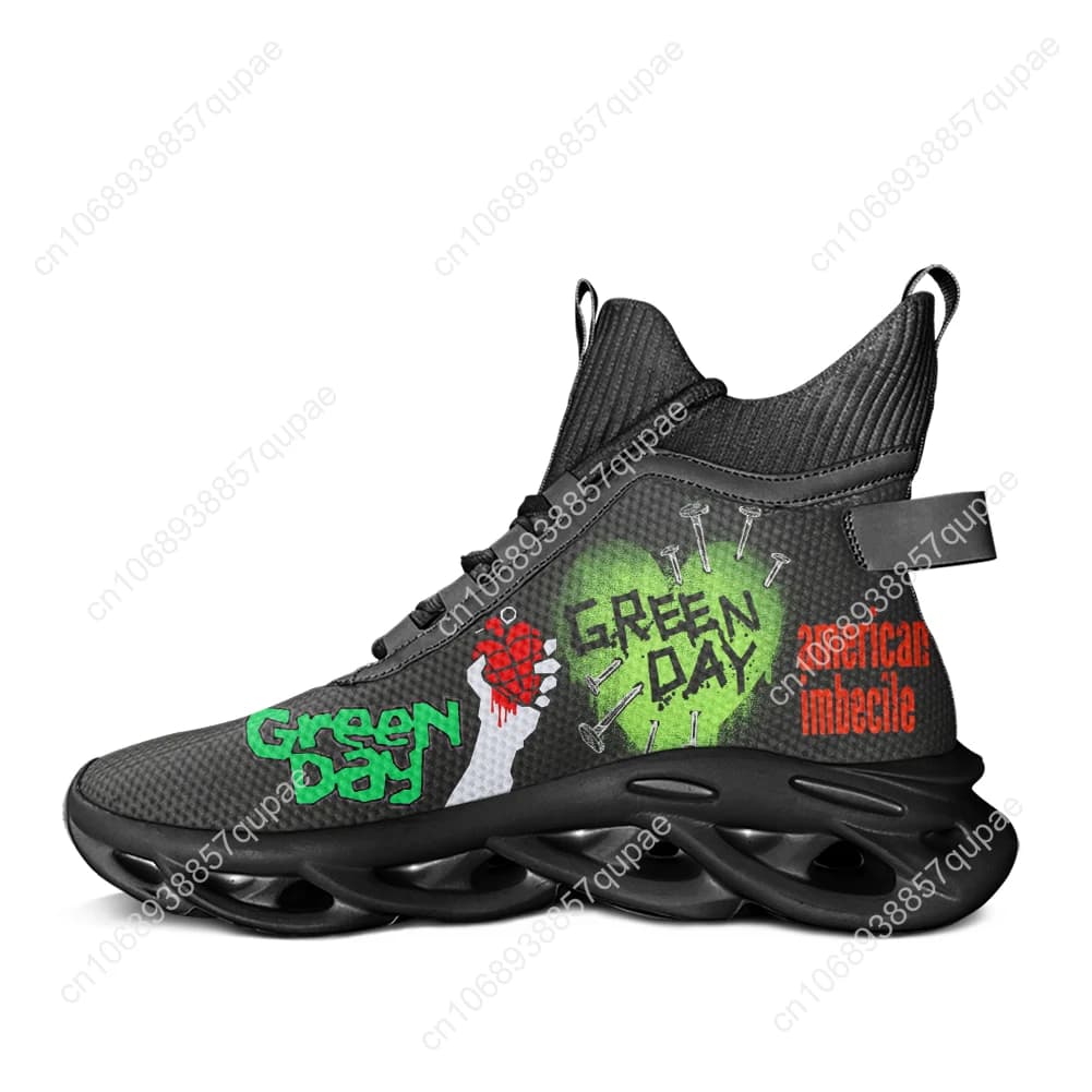Green Day Pop Rock Band High Top Flats Sneakers Uomo Wome Scarpe casual Scarpe da corsa Sneaker moda Calzature in rete Scarpa personalizzata