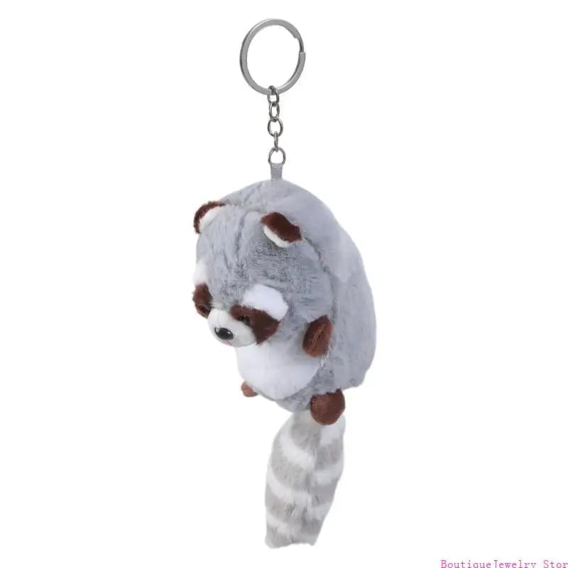 E1PE Mini Plush Raccoon Keychain Hanging Ornament Backpack Handbag Charm for Girls
