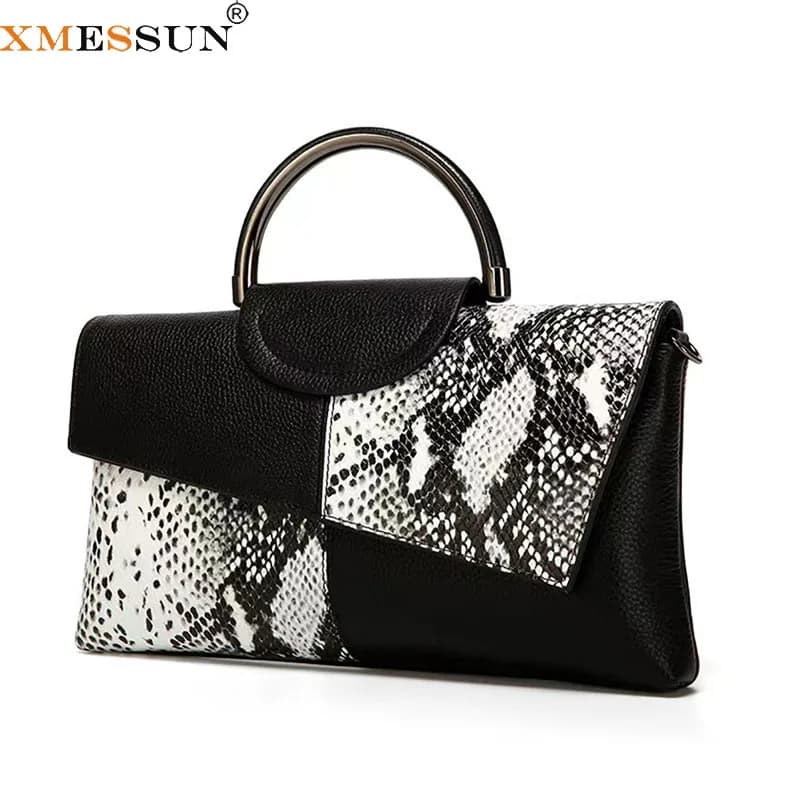XMESSUN New Trendy Snake Pattern Clutch Bag for Women,Fashion Designer Female Casual Shoulder Crossbody Bag PU Leather Handbag
