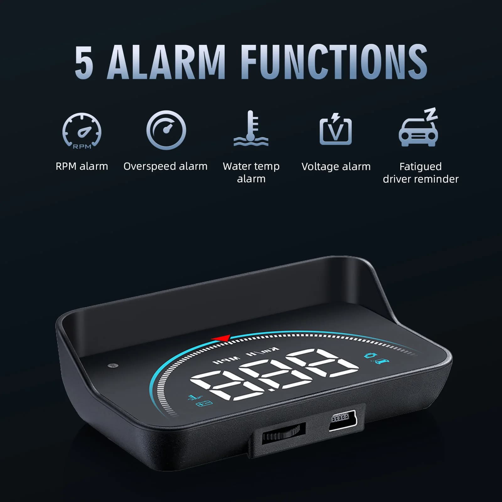 M8 HUD Car OBD2 II Head Up Display Proiettore Velocità del parabrezza Tensione RPM Allarme temperatura acqua Avviso di velocità eccessiva Elettronico automatico
