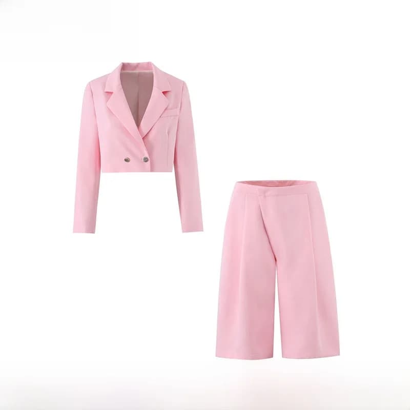 Spring Summer New Arrival Women's Fashion Suit Jacket with Padded Shoulder And Shorts ZR Style 2026 Polyester Two-Piece Set