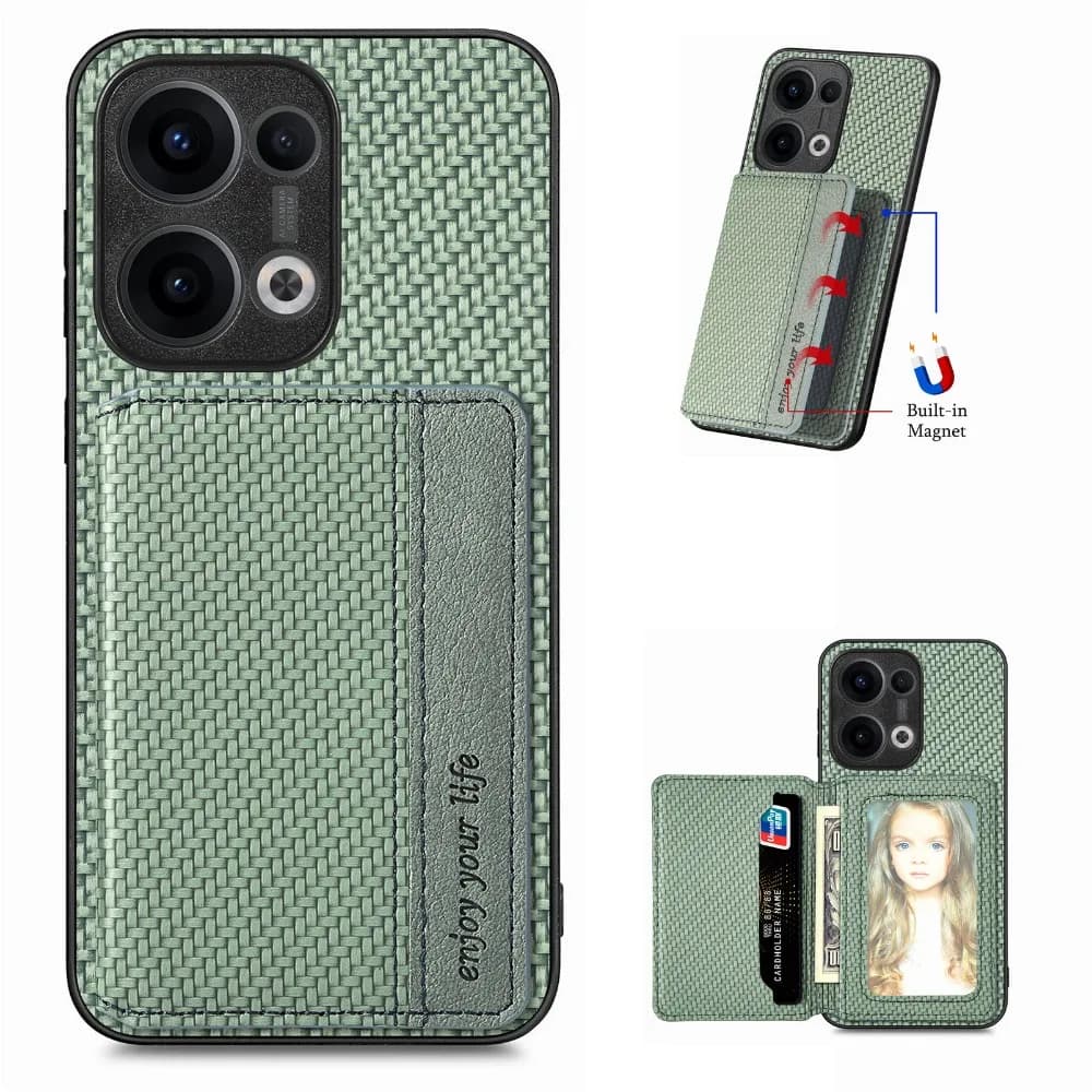Reno 12 Pro 13 F 14 FS 5G Carta di Cuoio RFID Posteriore Fonda per OPPO Reno 14 F Caso Del Telefono 14FS 12F 10 8 6 7 14F 13F 13A Magnet Cover