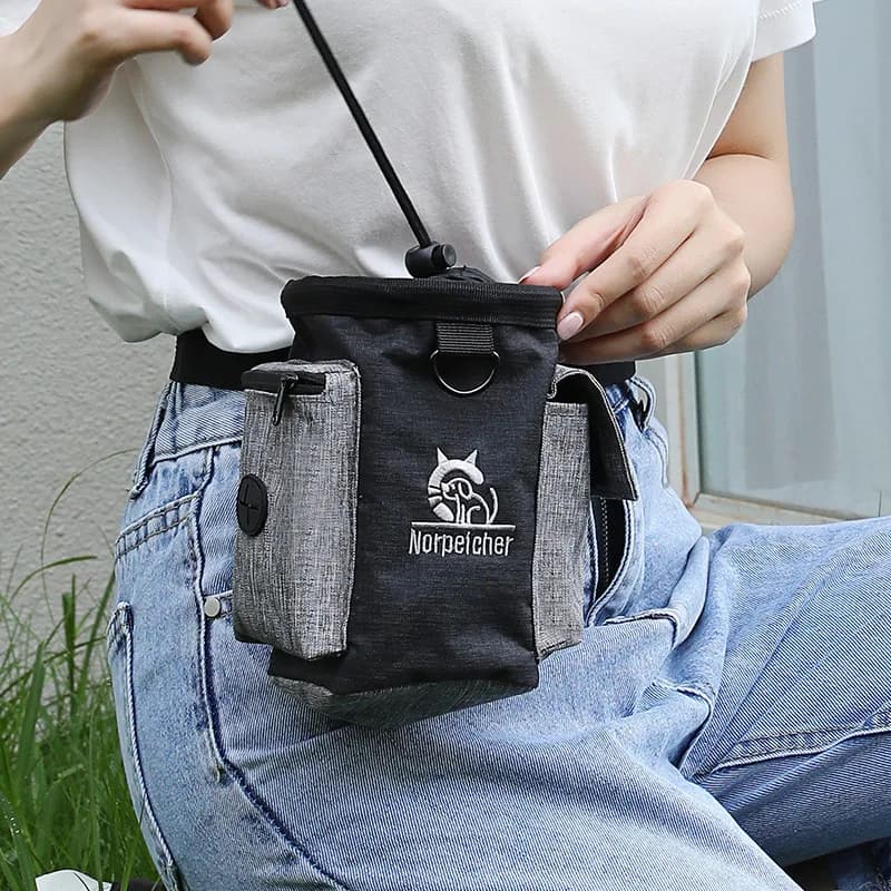 Marsupio per addestramento di animali domestici Strumento per addestramento di cani da passeggio Artefatto per addestramento Borsa per snack Borsa per il trasporto di cibo per cani ricompensa