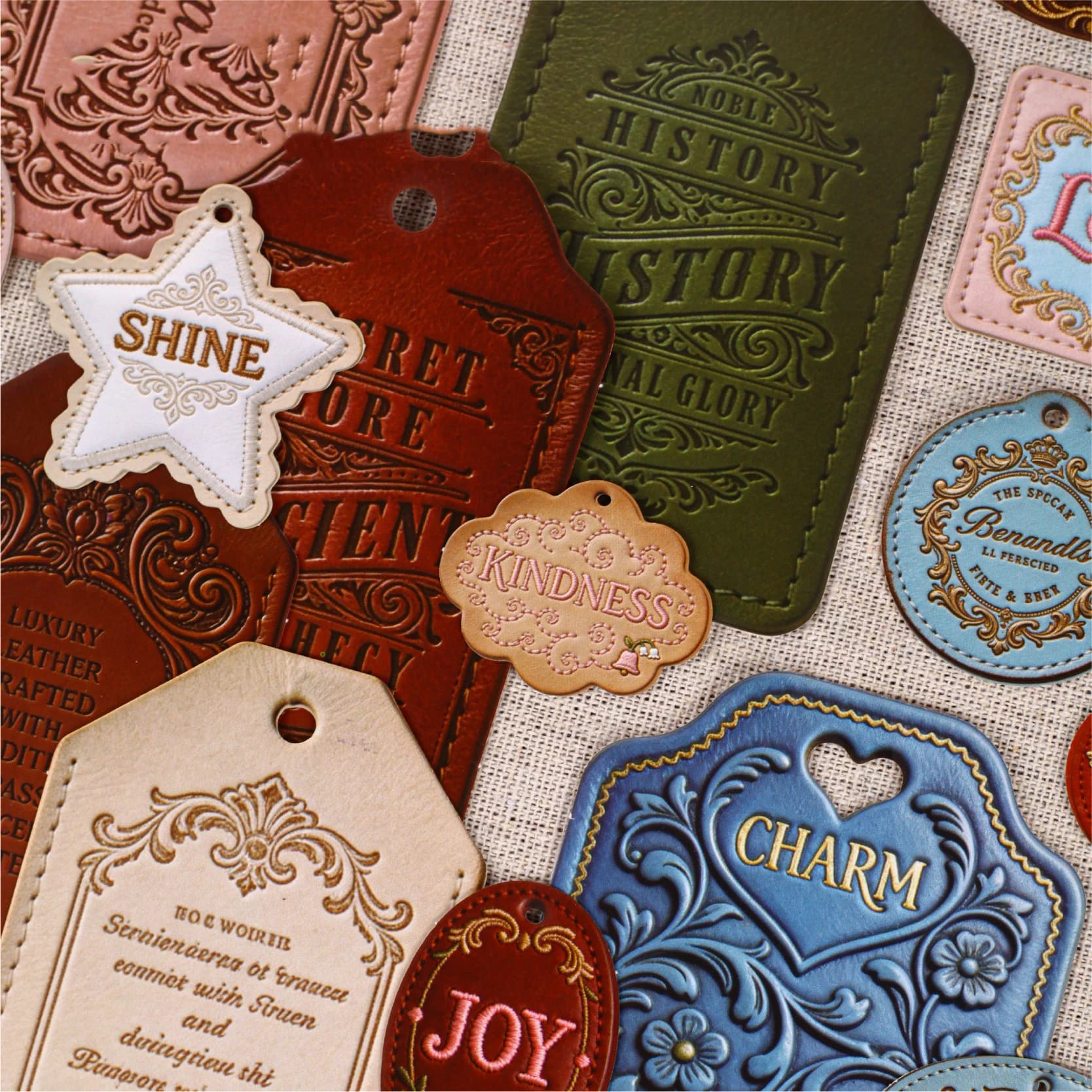Textured Leather Series Vintage Cowhide Text Landscape Sticker Creative DIY Journal Material Collage Scrapbooking Stationery