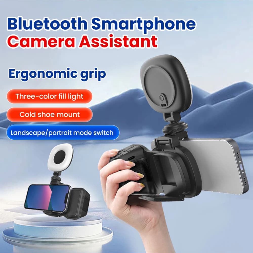 Supporto per Smartphone con Bluetooth per Fotografia, Stabilizzatore, Controller Zoom, Luce di Riempimento per Vlog e Video, Accessori per Riprese