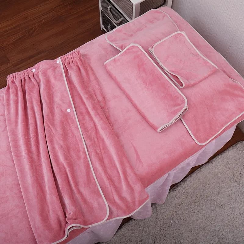 Beauty Salon Special Luxury Soft Absorbent Non Shedding Towel Set Includes Facial Wrap Bed Sheet Bath Towel Robe110