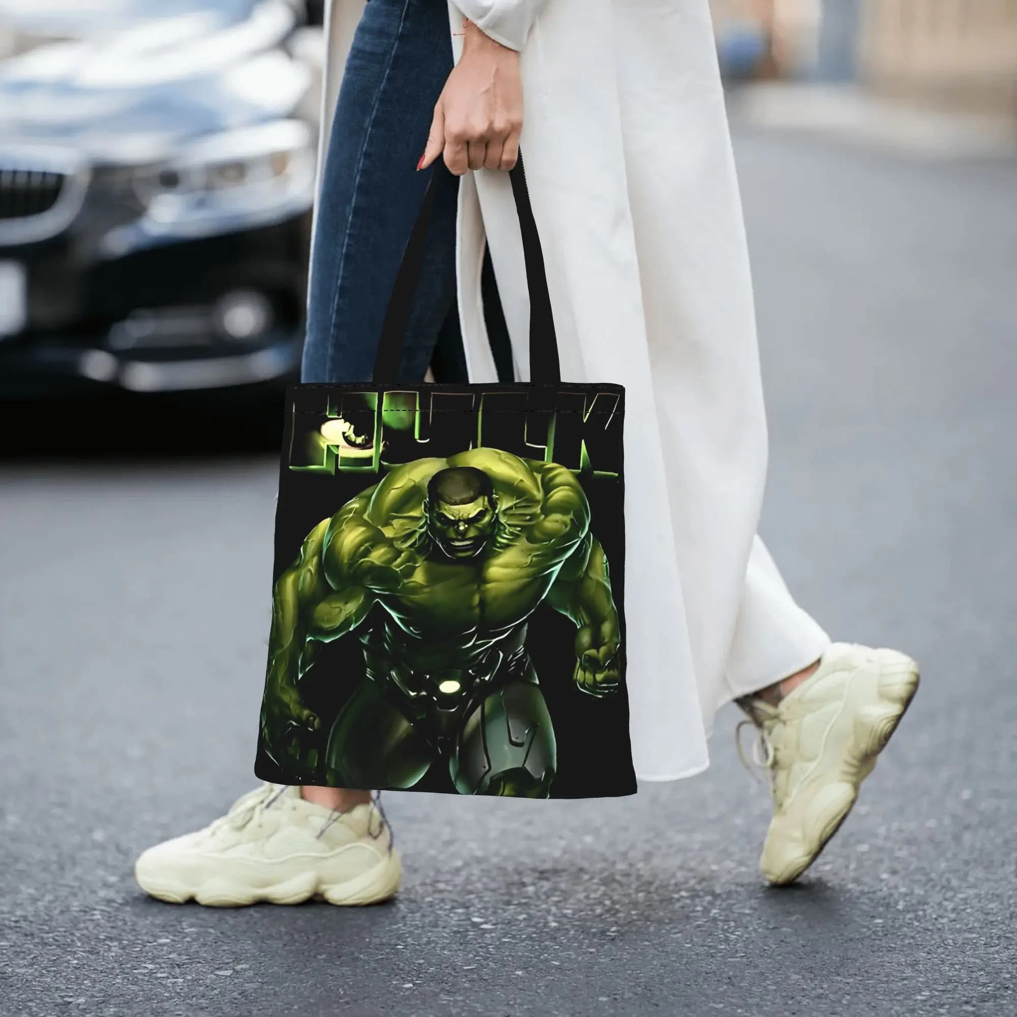 Borsa da donna 2026 Incredible Hulk, borsa tote in tela riutilizzabile a doppio lato, borsa a tracolla Marvel