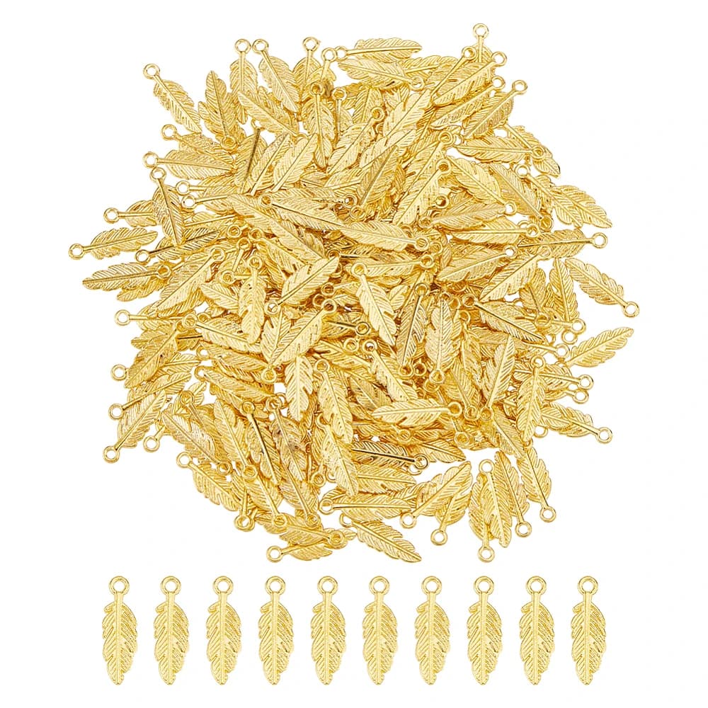 180/300Pcs Feather Charm Bulk Alloy Feather Pendant Bird Plume Charms Metal Wing Pendants Mini Dream Catcher Feathers Charm