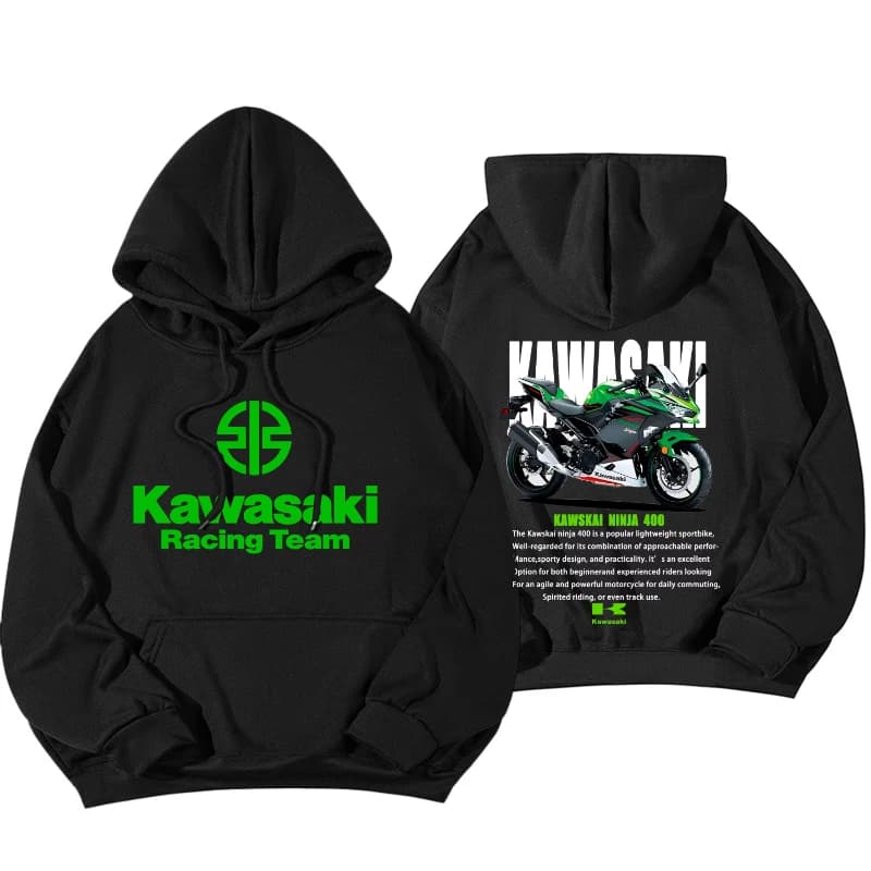 New Kawasaki Ninja 400 motorcycle print hooded sweatshirt for men and women in the 2025 autumn/winter collection