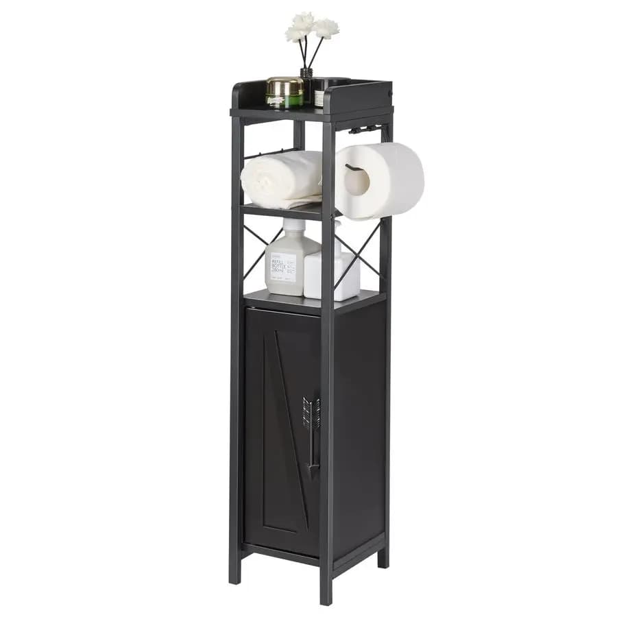 Mobiletto da Bagno Compatto, Porta Carta Igienica Sottile con Apertura a Rullo in Metallo, Organizer Salvaspazio Migliorato per Bagno e Toilette