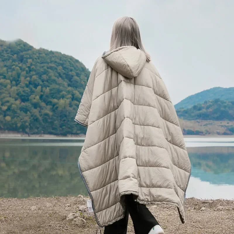 Unisex portable lazy coat fur bag easy to store outdoor waterproof camping hot quilt to sleep new winter travel poncho